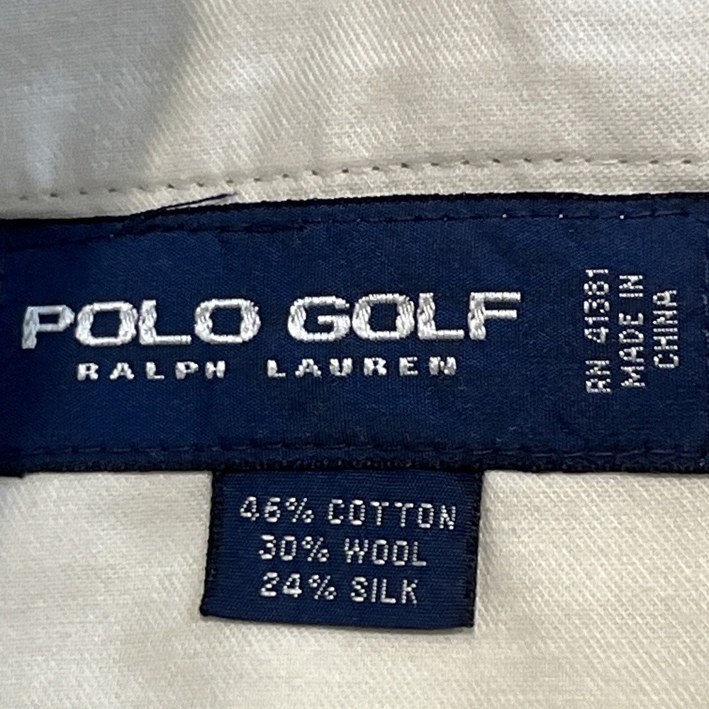Polo Golf  Pants Mens 38/33 Brown Windowpane Pleated Wool Silk Cotton - Picture 2 of 6